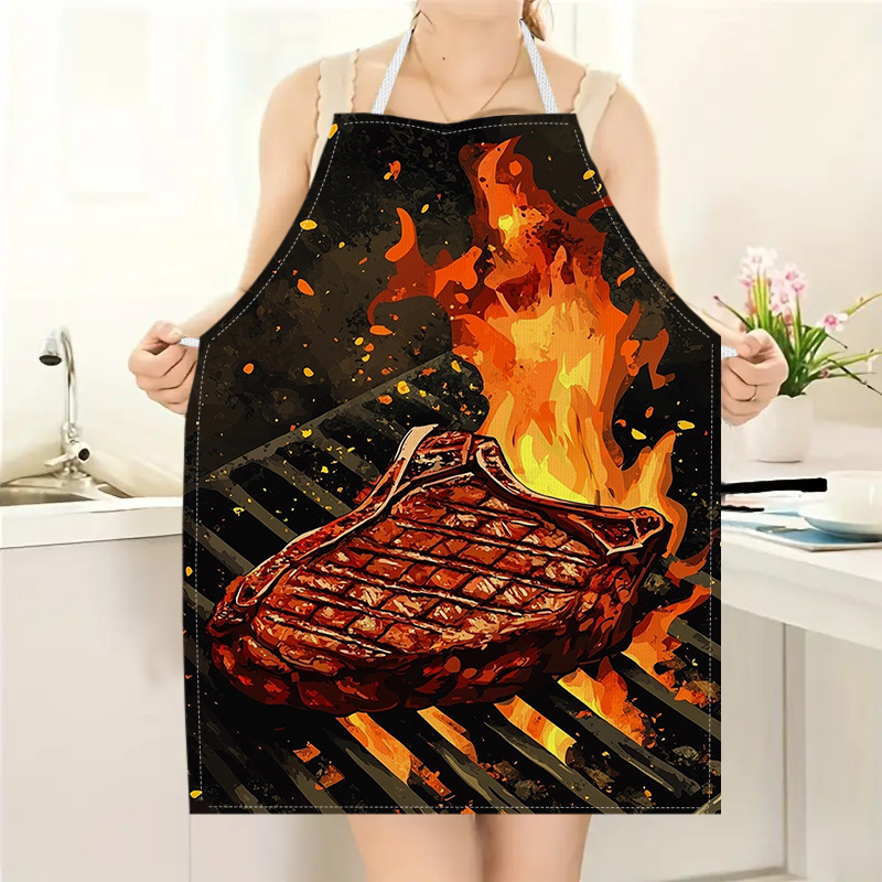 Kitchen Baking Ideas - Фартук для барбекю с принтом пламени,
